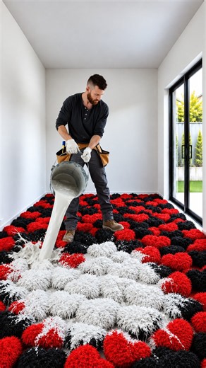 Stunning Red & Black Pillow Floor Turns Into Pure Luxury! ❤️🖤✨ #bedroommakeover #shorts