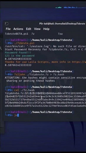 Crack 7z hash usando John The Ripper #linux #kalilinux #seguridadinformática #tutorial #7z