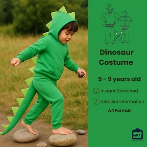 Kids Dinosaur Costume Sewing Pattern | PDF Halloween Outfit |ages 5-9 | Instant Download - Etsy
