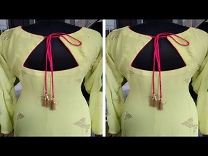 Latest Back Neck Design with Piping and Dori cutting and stitching || Kurti Back Neck Design making