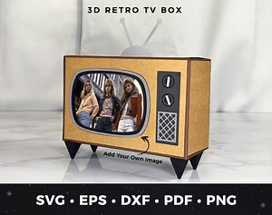 Retro TV Gift Box Svg, 3D Vintage Television Paper Craft, Diy TV Favor Box Template, Nostalgic Movie Cricut Cut File, Old TV Show Box Svg - Etsy