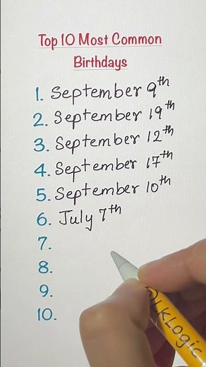Top 10 Most Common Birthdays