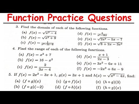 Functions: Domain, Composite, One-to-One, Even & Odd, Quadratic Inequalities and Quadratic Functions