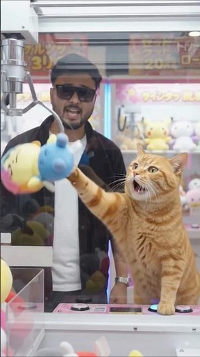 A cat tries the crane game, and his comment after 5 failures is too funny🤣🐱🎮