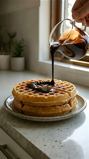 Delicious Waffles with chocolate #foodasmr #satisfying