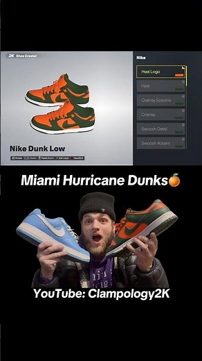 Miami Hurricanes Dunk Lows Custom Shoe Creator Tutorial!