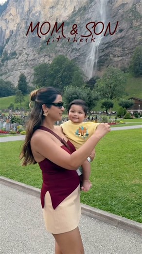 Nistha | Mom & Baby Fashion on Instagram: "#fit ✔️ #frontview ✔️ #backdrop ✔️ #fashion ✔️  Lauterbrunnen, . . . [Switzerland, fit check, mom and son, travel and fashion, beautiful destinations, must visit, European summer]"