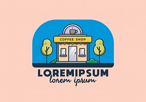 Coffee Shop Linie Art Flat Illustration