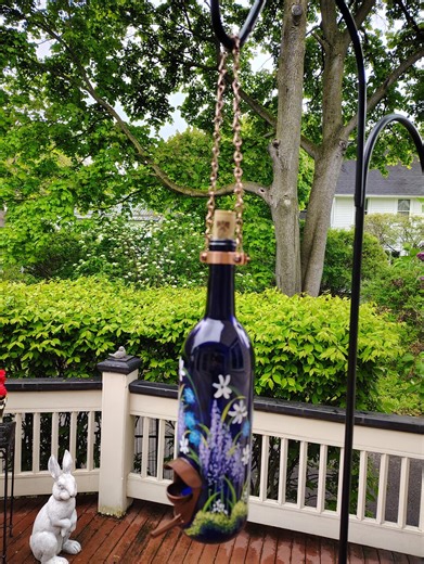 Hand Painted Wine Bottle Birdfeeders - Etsy