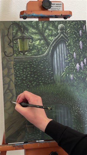 Paint an cottage garden path with me! #painting #landscapepainting #acrylicpainting #cottagecore