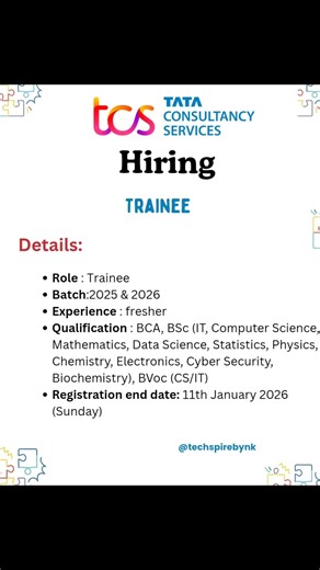 🔥 TCS Hiring Freshers!2025 & 2026 – This is your chance to enter the IT industry with confidence