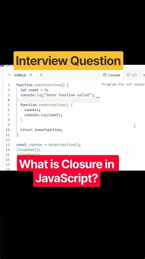 What is Closure in Javascript? #javascriptinterviewquestions #shorts