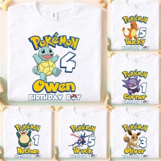 Pokemon Birthday Shirt, Custom Name Pokemon Shirt, Pokemon, Personalized Pokemon Birthday, Pokemon Tee, Gift for Kids, Pikachu Shirt - Etsy