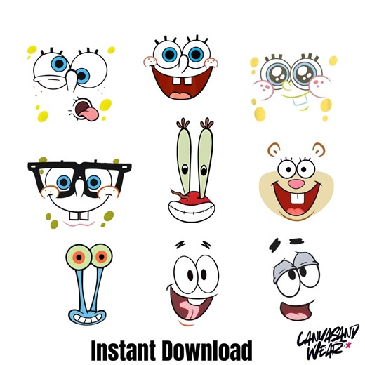 Cartoon Face Sponge Png Instant Download File - Etsy