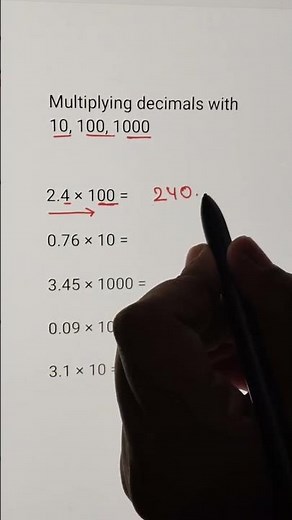 Multiplying decimals with 10,100,1000 | Decimals multiplication