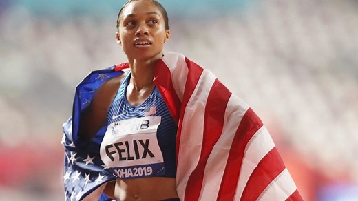 Allyson Felix passes Usain Bolt to take gold medal record