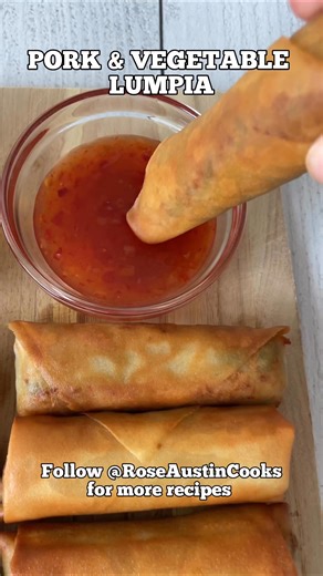 571K views · 9.5K reactions | Pork & Vegetable Lumpia INGREDIENTS: 1 lb ground pork. 1 medium onion, diced. 8 garlic cloves, minced. 2 cups shredded carrots. 2 cups green beans, sliced. 10 oz bean sprouts. 1 head of cabbage, sliced. 2-3 tbsp soy sauce. 1 tsp chicken bouillon powder. Salt and pepper, to taste. 1 pack lumpia wrappers (25 pieces). 1 beaten egg for wrapping. Oil for frying #lumpia #filipinofood #FilipinoRecipe | Rose Austin Cooks | Facebook