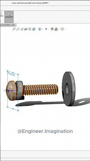 Screw with Flat and Split Lock Washer | @Engineer.Imagination| #solidworks #shorts #trending #3d