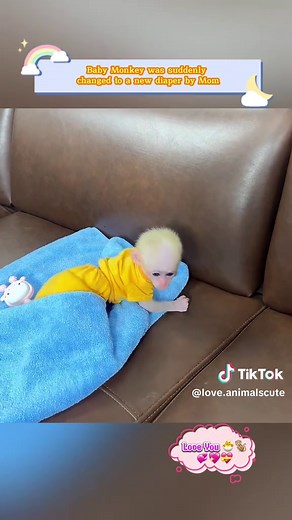 Adorable Baby Monkey Gets a Diaper Change