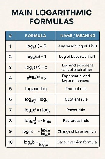 important logarithmic formulas #maths #education