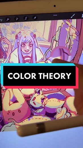 The rules of simultaneous contrast making my head spin 😵‍💫💫 #animeart #arttiktok #colortheory #art #fanart #drawing #digitalart #ipad #procreate