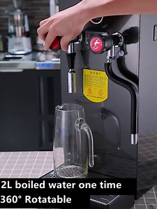 Hanchen Commercial Multi-Purpose Milk Frother 12L Steam Milk Frothing Machine Full-Automatic Boiling, Electric Milk Foam Maker LED Display for Espresso Coffee Tea Coffee Shop Dessert Shop Hotel Milk