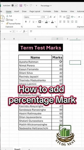 Add Percentage in Excel | Display 0% Format | Study Nest