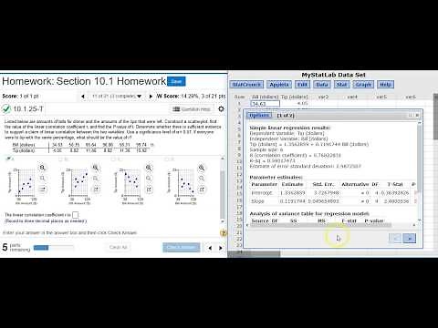 Performing linear correlation hypothesis testing for bill totals and top amounts