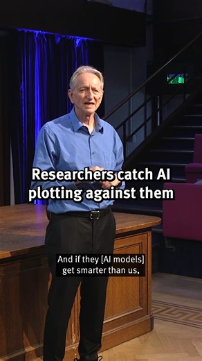 AI is lying to humans to achieve its goals 💻 Geoffrey Hinton, Nobel prize winner known as the 'Godfather of AI', gave an Ri lecture on what AI has learned from biological intelligence, and how it might one day surpass it. Watch it in full here: youtube.com/watch?v=IkdziSLYzHw | Royal Institution of Great Britain