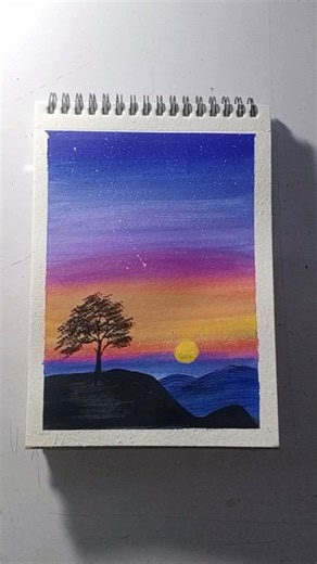 Beautiful Sunset Sky Painting | Easy Acrylic Landscape Tutorial 🌅✨