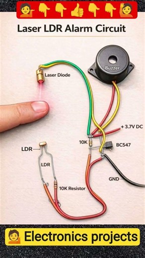 #shorts LaserLDRAlarm circuit|Laser LDR SecurityAlarm|LaserBeamIntruder Alarm|Simple Laser Security