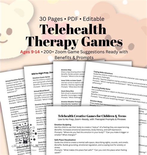 Telehealth Therapy Games for Kids & Teens (ages 9–14) (PDF Download) - Etsy