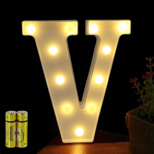 Buchstaben Lichter Alphabet Lampe LED Brief Beleuchtung Buchstabe Licht Beleuchtete Buchstaben Nachtlichter Dekoration für Geburtstag Party Hochzeit Kinderzimmer (V)