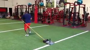 1.1K views · 29 reactions | Static single arm sled drag. Independent hands require oblique & transverse abdominal strength. This is a great way to build that. Be sure lats are engaged and knuckles rotated out. Have fun. | Offensive Line Performance | Facebook
