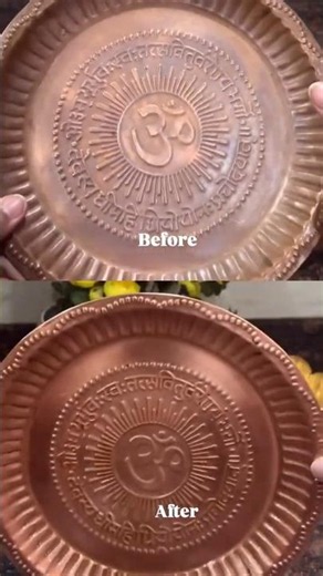 How To Remove Tarnish From Old Copper & Brass Vessels ✨ | Pollie Copper Cleaner