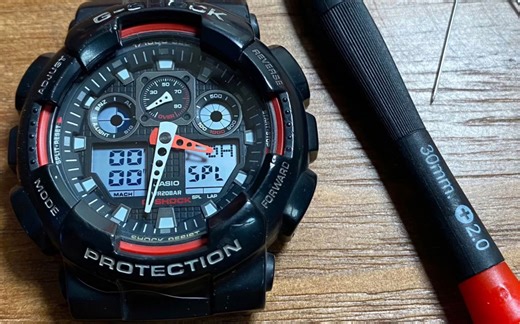 卡西欧GA-100 5081手表换电池详细视频教程，注意事项及按键失灵问题解决