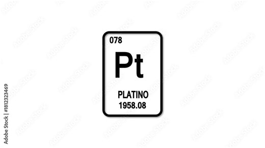platina pt Element 78 of the Periodic Table. Design shows name, atomic weight and element number. white background.