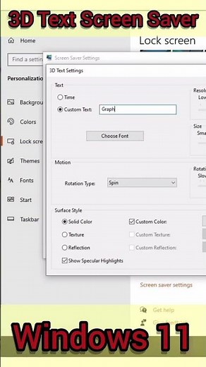 3D Text Screen Saver Windows 11 #youtubeshorts #shorts #tricks #windows