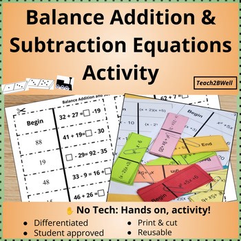 Balance Addition & Subtraction Equations 2nd Grade Math Partner Activity