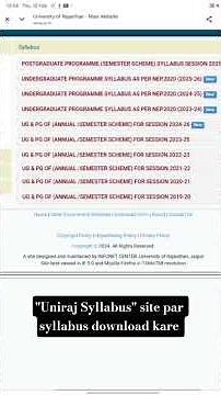 Rajasthan University Syllabus 2026 Kaise Download Kare | BA BSc BCom All Semester PDF