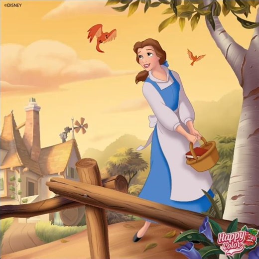 Happy Color - Disney Beauty And The Beast 1991 Films: Belle At Village Beginning (Disney Pics)