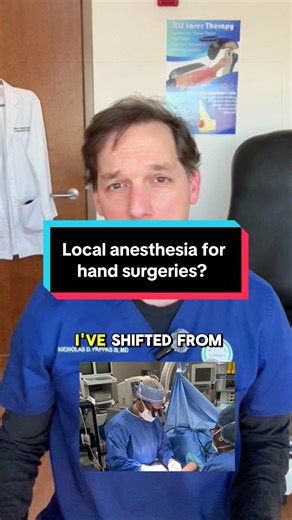 Does it surprise you that we can do many hand surgical procedures with just local anesthetic…and that many patients actually prefer it? 😷 I do offer sedation for all of my hand & wrist procedures if the patient desires it. However, surprisingly most of my patients opt for the local only so they don't have to fast before the procedure and they can drive themselves home if they want. Plus, it's actually cheaper for them. 🚨 If you were having a hand / wrist procedure done, what would you want for