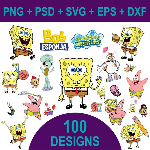 100 SpongeBob Cliparts: SVG Schneidedateien (Digitaler Download) - Etsy Schweiz