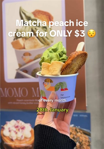 Limited Edition Matcha Peach Ice Cream for $3