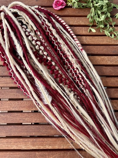 Blonde Burgundy Dread Extensions – Kanekalon Dreads Set – Boho Festival Hair – 36 DE – Ready to Ship - Etsy