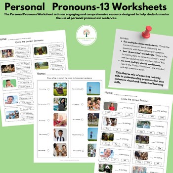 Personal Pronouns Worksheet set (ABLLS-R aligned C52, G37)