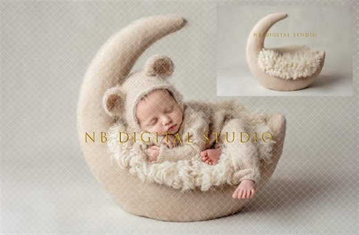 Cream Moon Newborn Digital Backdrop • Baby Composite Background • Moon Photo Prop - Etsy