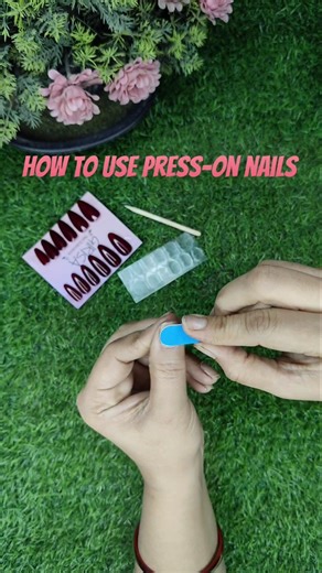 How to apply press on nails with sticky tabs? #nails #pressonails #stickytab #nailstyle #fakenails