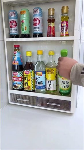 This wall-mounted spice rack is absolutely amazing! It doesn't take up any countertop space #kitchen