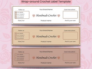 Editable Crochet Wrap Labels Canva Template | DIY Crochet Packaging | Band Label for Handmade Crochet Products | Printable Wrap Around Label - Etsy